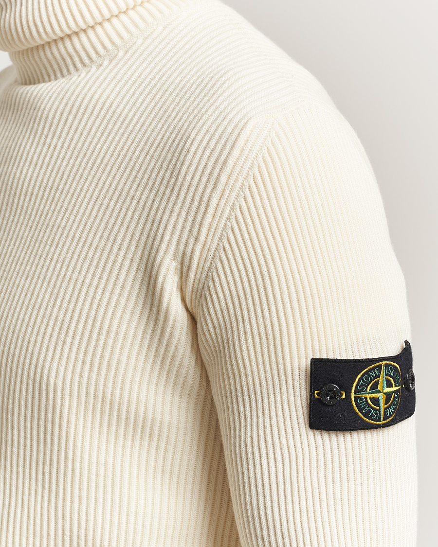 Hombres | Jerséis y prendas de punto | Stone Island | Full Rib Wool Turtleneck Ivory