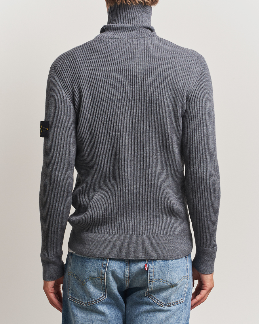 Hombres | Jerséis y prendas de punto | Stone Island | Full Rib Wool Turtleneck Dark Grey