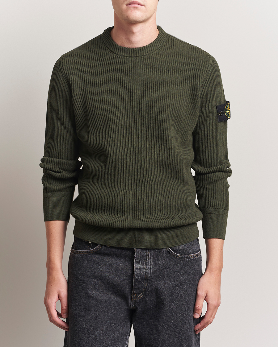 Hombres | Jerséis y prendas de punto | Stone Island | Full Rib Crewneck Military Green