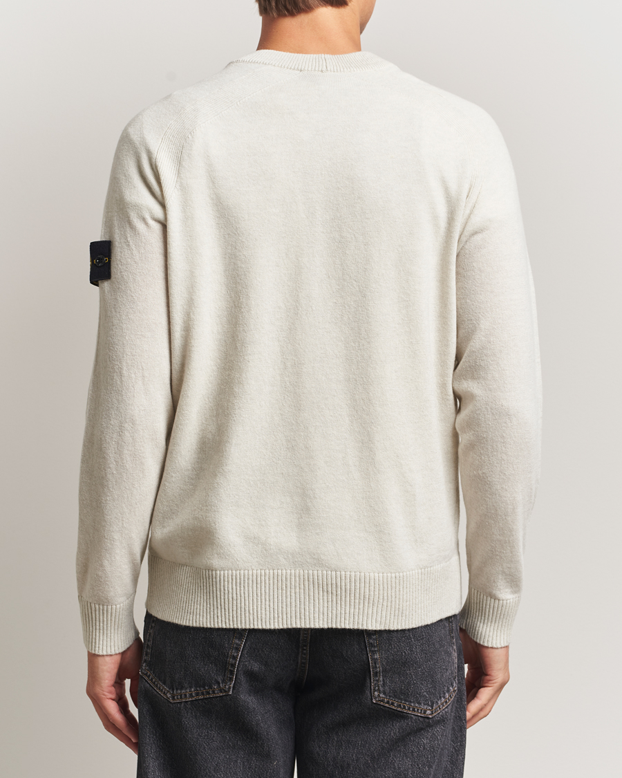 Hombres | Jerséis y prendas de punto | Stone Island | Knitted Geelong Wool Cardigan Ivory Melange