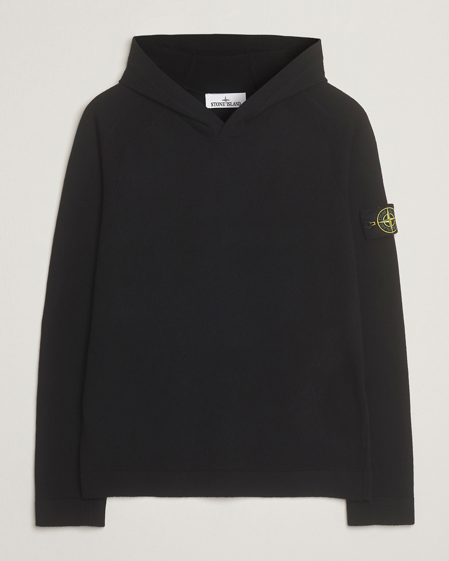 Hombres | Jerséis y prendas de punto | Stone Island | Knitted Geelong Wool Hood Black