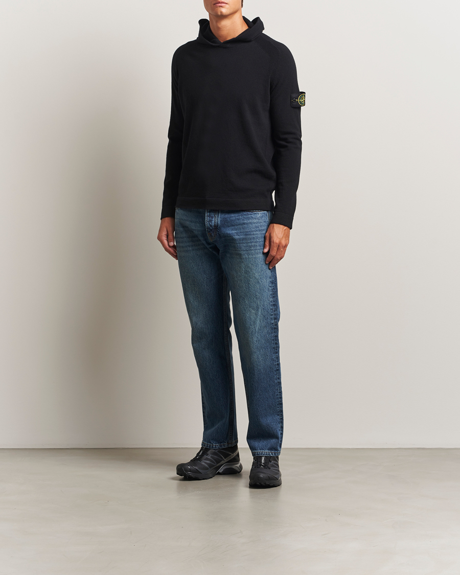Hombres | Jerséis y prendas de punto | Stone Island | Knitted Geelong Wool Hood Black
