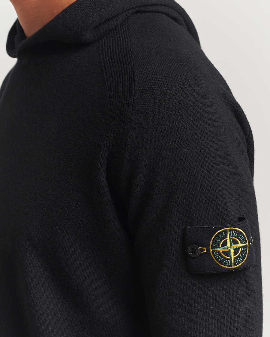 Hombres | Jerséis y prendas de punto | Stone Island | Knitted Geelong Wool Hood Black