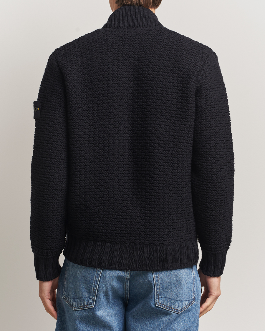 Hombres | Jerséis y prendas de punto | Stone Island | Mixed Stiches Wool Knitted Zip Cardigan Black