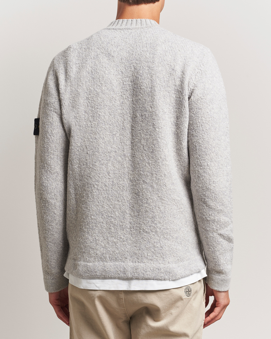 Hombres | Jerséis y prendas de punto | Stone Island | Brushed Knitted Wool Crew Neck Grey Melange