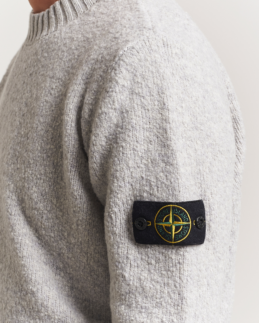 Hombres | Jerséis y prendas de punto | Stone Island | Brushed Knitted Wool Crew Neck Grey Melange