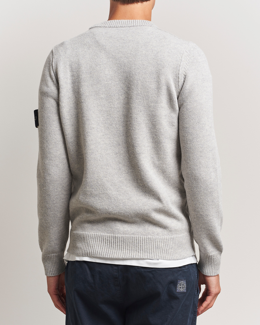 Hombres | Jerséis y prendas de punto | Stone Island | Knitted Lambswool Crew Neck Grey Melange