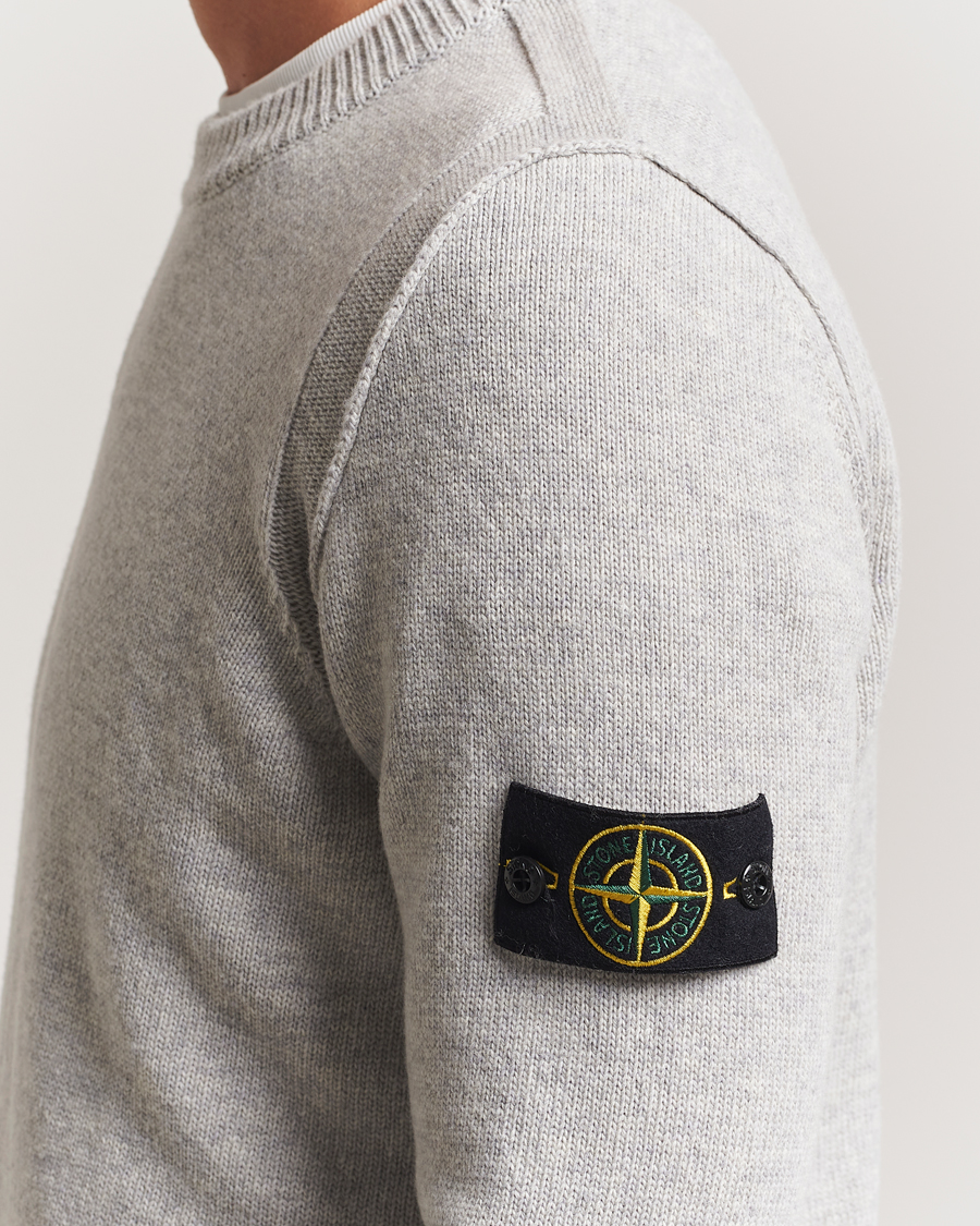 Hombres | Jerséis y prendas de punto | Stone Island | Knitted Lambswool Crew Neck Grey Melange