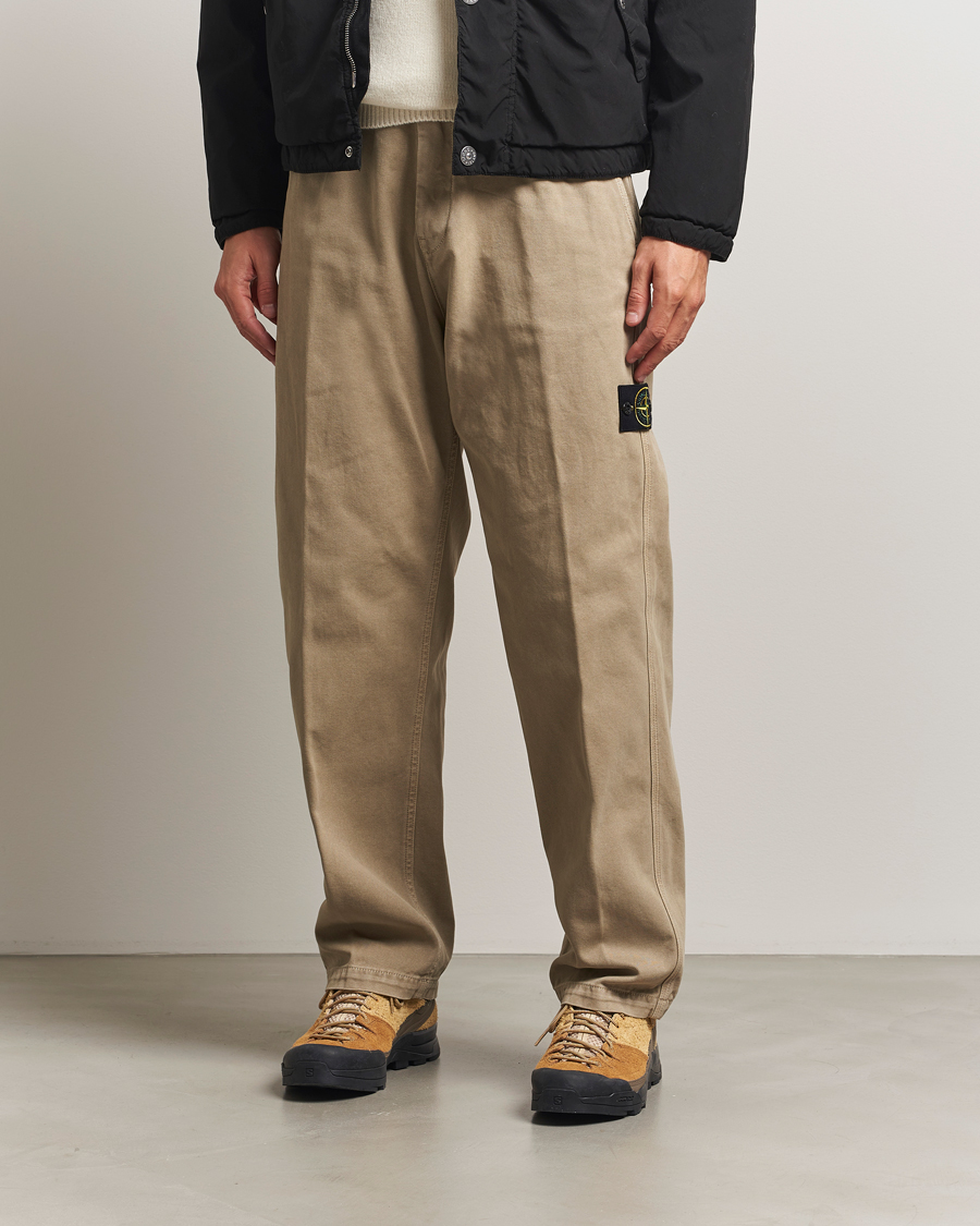 Hombres | Pantalones | Stone Island | Panama Cotton Old Effect Trousers Desert