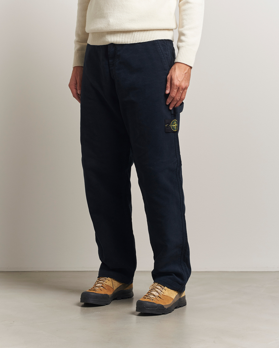 Hombres | Pantalones | Stone Island | Cotton Moleskin Trousers Navy