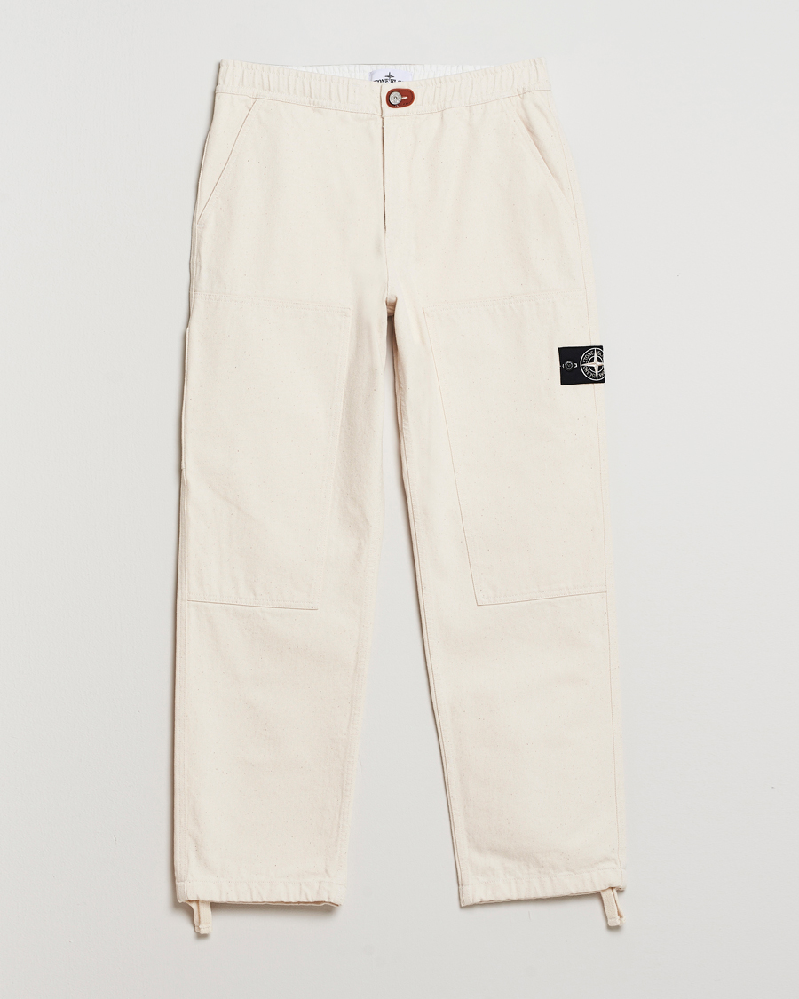 Hombres | Pantalones | Stone Island | RAW Washed Cotton Gabardine Trousers Ivory
