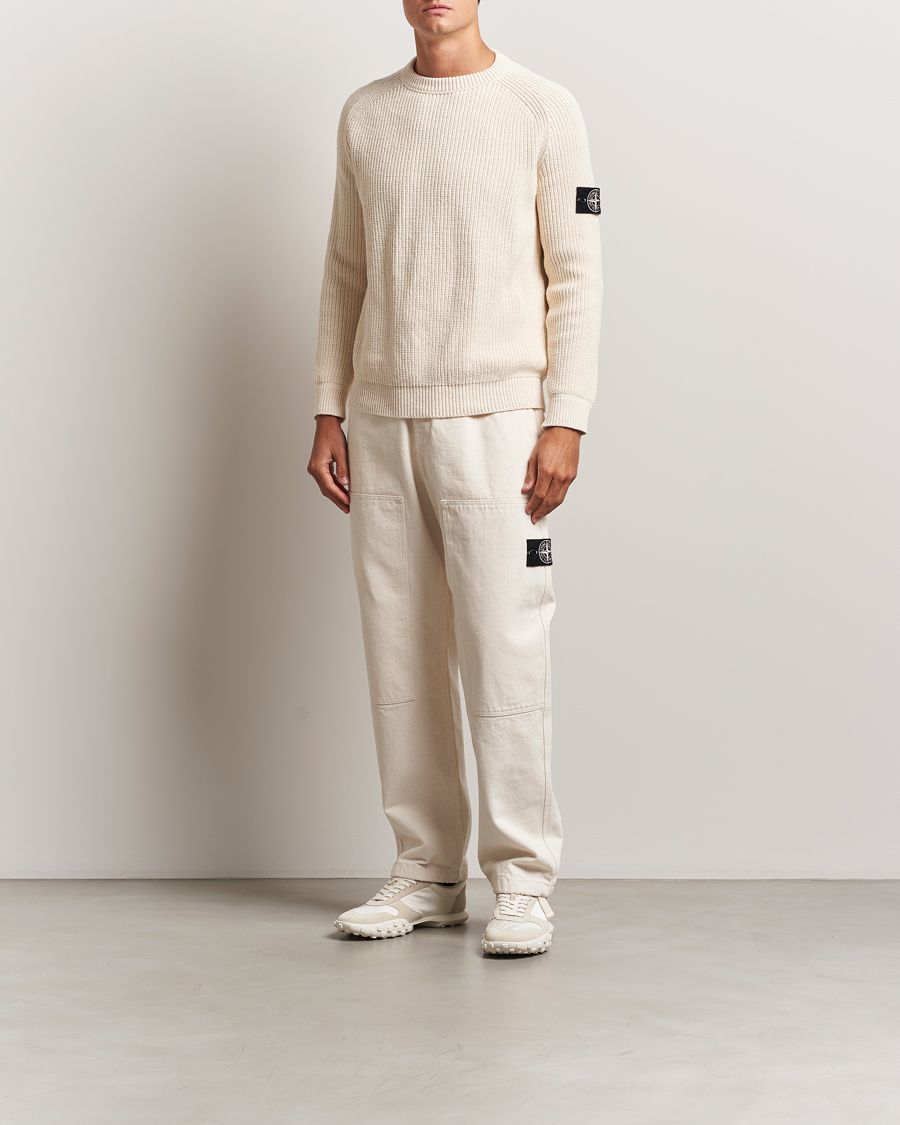 Hombres | Pantalones | Stone Island | RAW Washed Cotton Gabardine Trousers Ivory