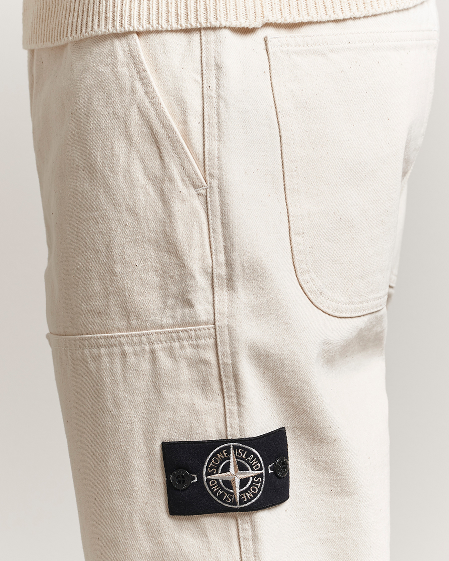 Hombres | Pantalones | Stone Island | RAW Washed Cotton Gabardine Trousers Ivory