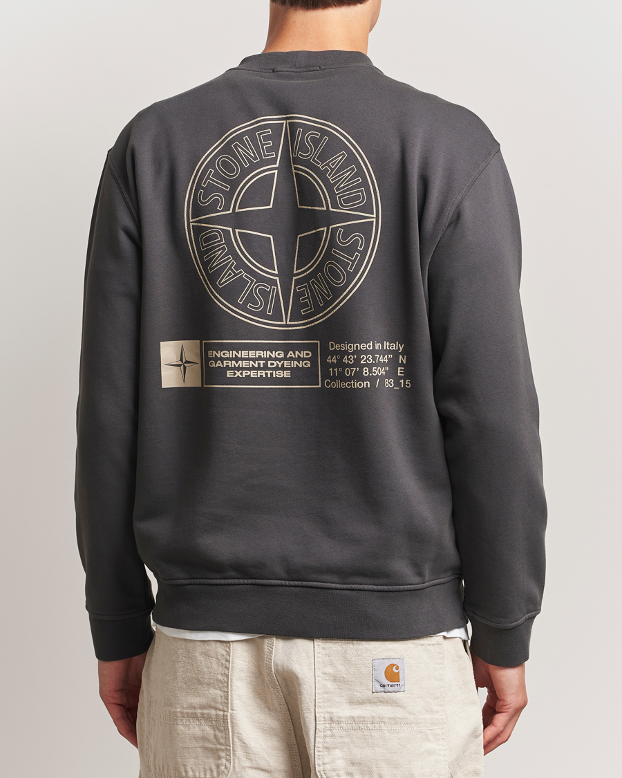 Hombres | Jerséis y prendas de punto | Stone Island | Cotton Fleece Backprint Sweatshirt Lead Grey