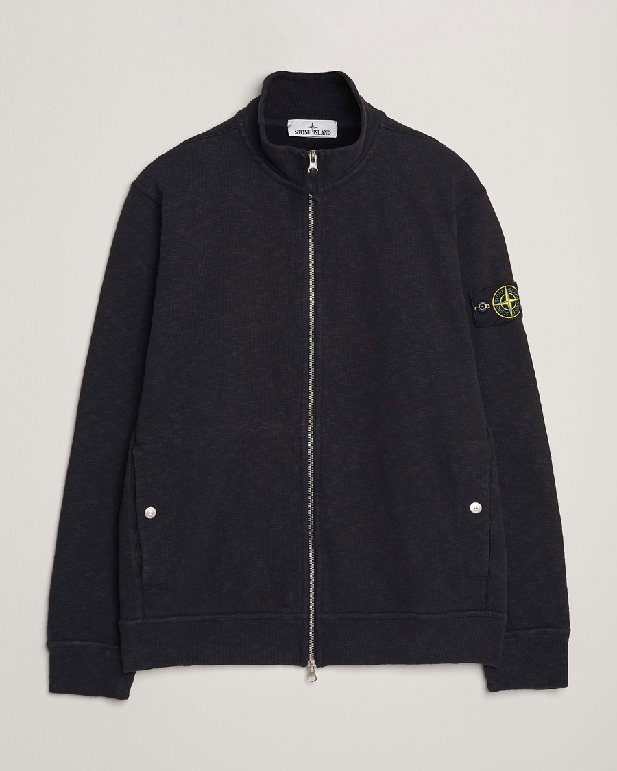 Hombres | Jerséis y prendas de punto | Stone Island | Vanisé Brushed Heavy Cotton Full Zip Black