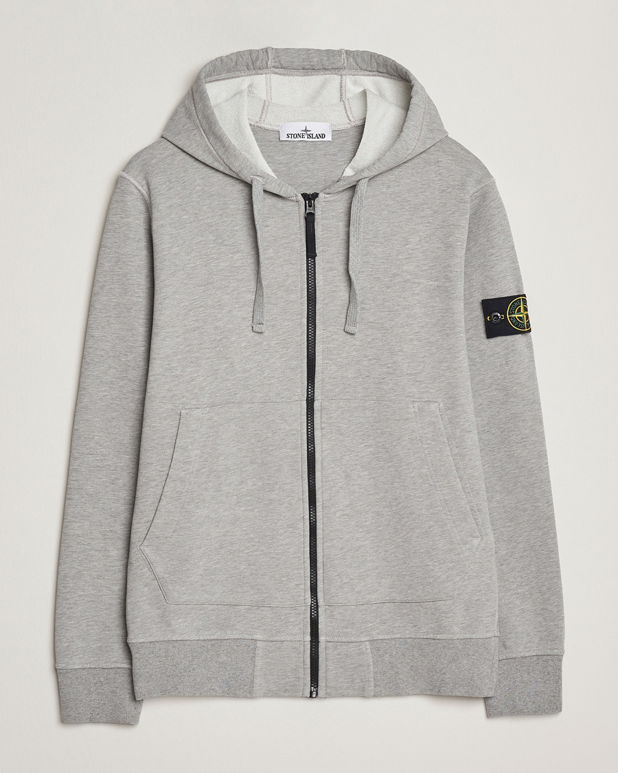 Hombres | Jerséis y prendas de punto | Stone Island | Garment Dyed Fleece Full-Zip Hood Grey Melange