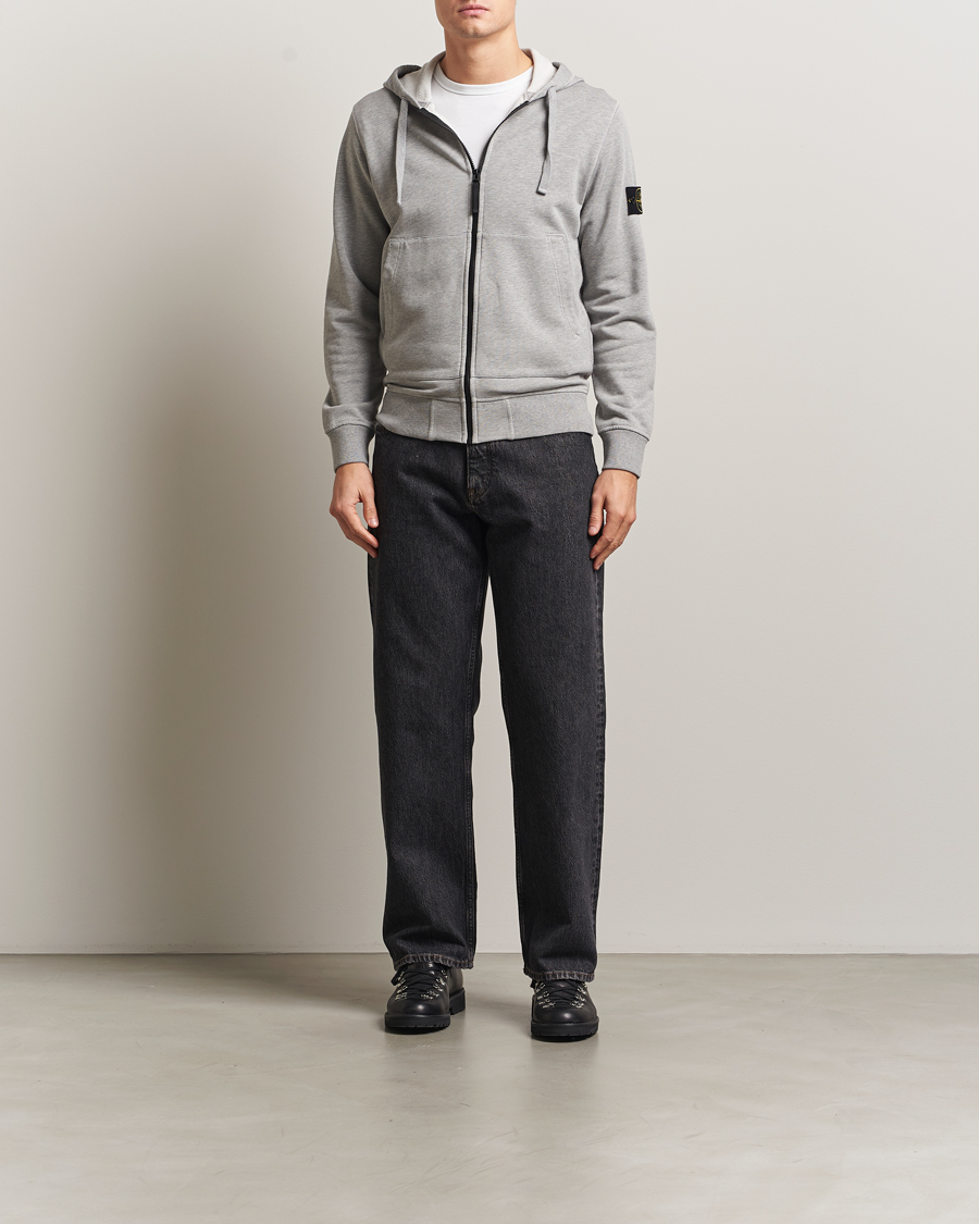 Hombres | Jerséis y prendas de punto | Stone Island | Garment Dyed Fleece Full-Zip Hood Grey Melange