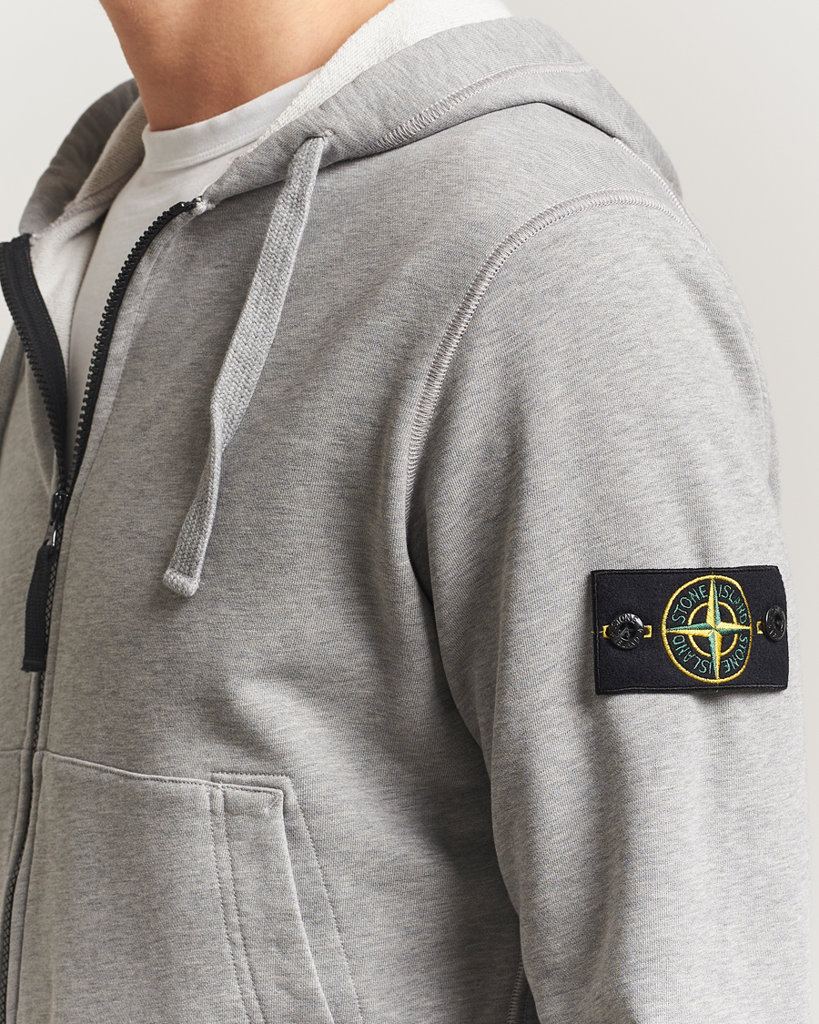 Hombres | Jerséis y prendas de punto | Stone Island | Garment Dyed Fleece Full-Zip Hood Grey Melange
