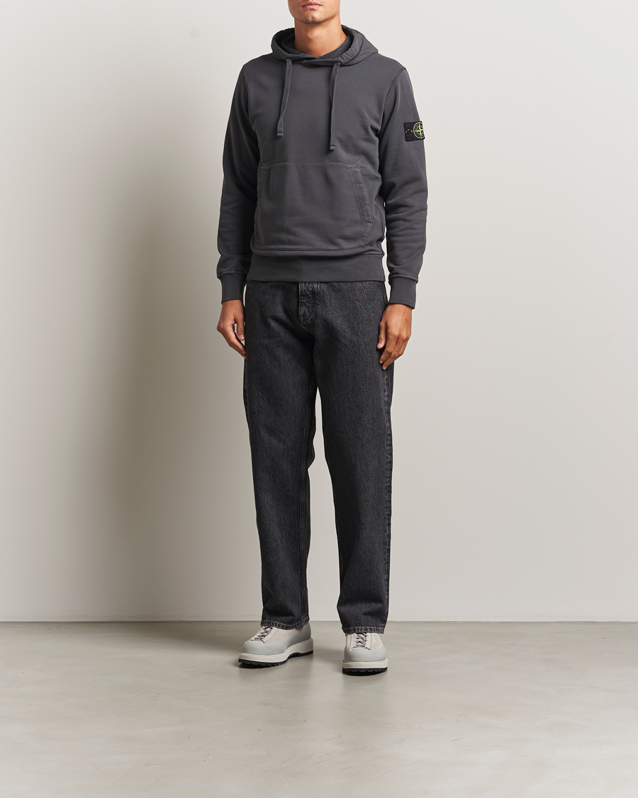 Hombres | Jerséis y prendas de punto | Stone Island | Garment Dyed Fleece Hood Lead Grey