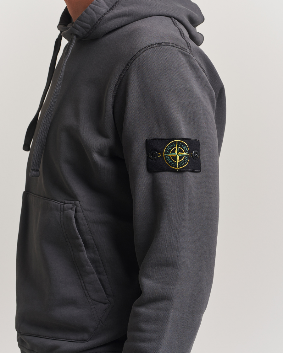Hombres | Jerséis y prendas de punto | Stone Island | Garment Dyed Fleece Hood Lead Grey