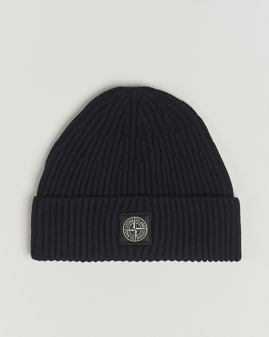 Hombres | Stone Island Full Rib Wool Beanie Navy | Stone Island | Full Rib Wool Beanie Navy