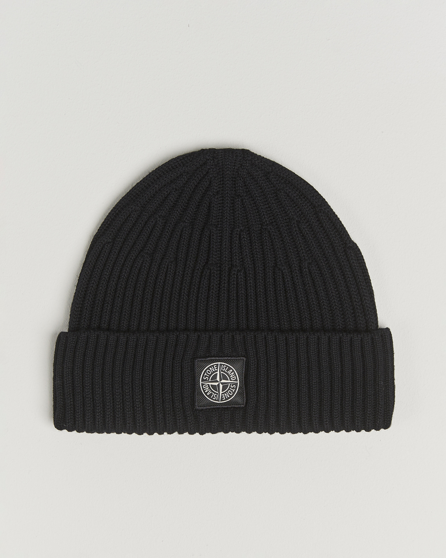 Hombres | Gorros | Stone Island | Full Rib Wool Beanie Black
