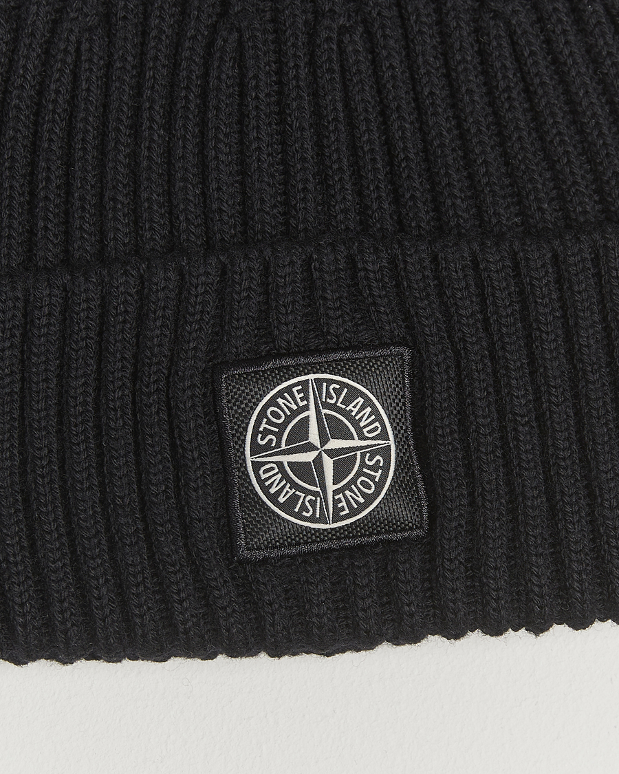 Hombres | Gorros | Stone Island | Full Rib Wool Beanie Black