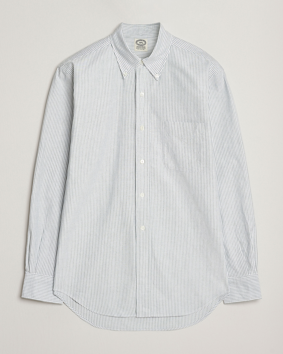 Hombres | Camisas | Kamakura Shirts | Vintage Ivy Oxford Button Down Shirt Green Stripe