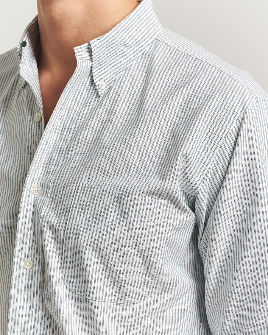 Hombres | Camisas | Kamakura Shirts | Vintage Ivy Oxford Button Down Shirt Green Stripe