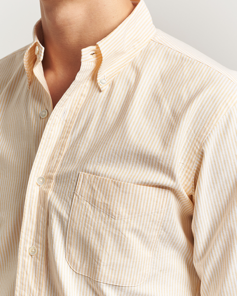 Hombres | Camisas | Kamakura Shirts | Vintage Ivy Oxford Button Down Shirt Yellow Stripe
