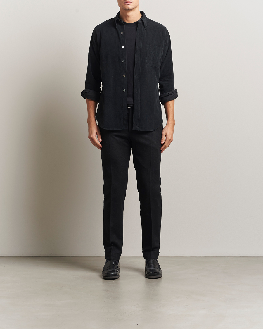 Hombres | Camisas | Kamakura Shirts | Vintage Ivy Needle Cord Shirt Black