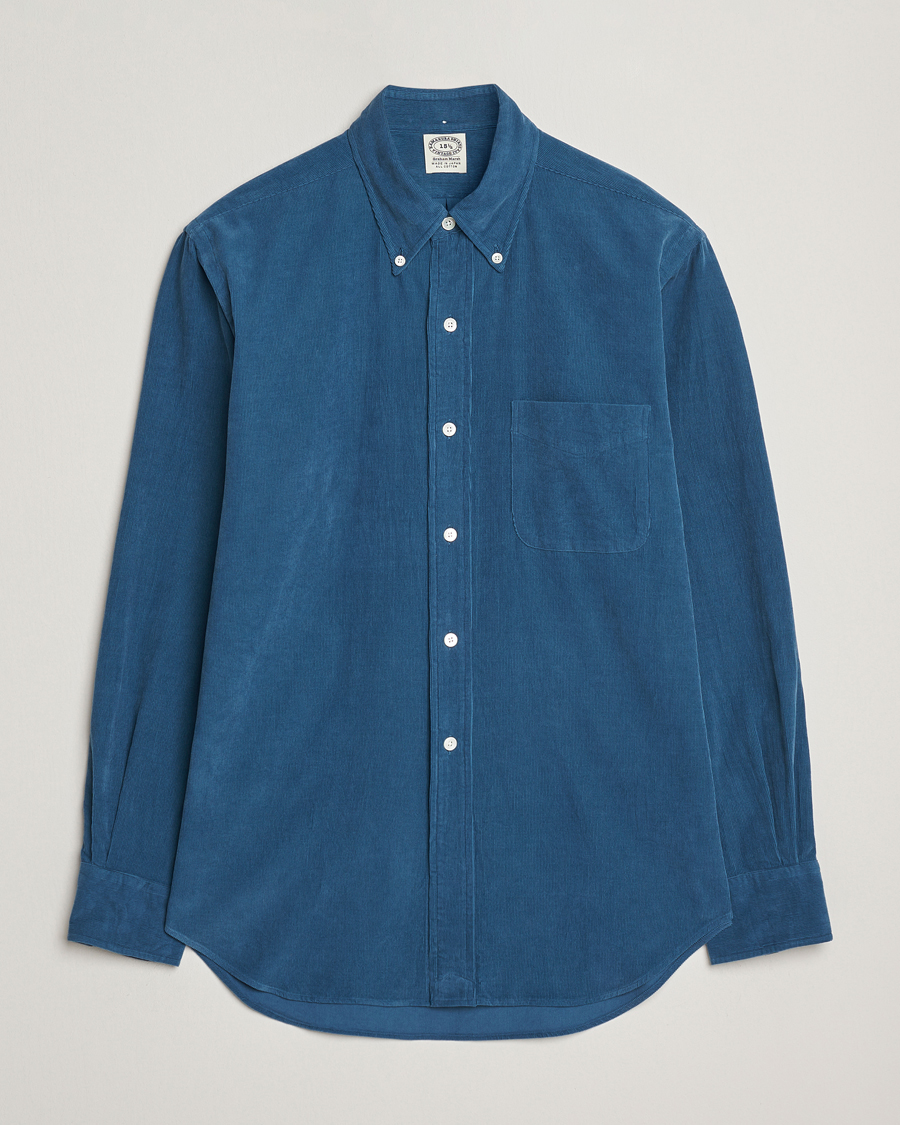 Hombres | Camisas | Kamakura Shirts | Vintage Ivy Needle Cord Shirt Smoke Blue