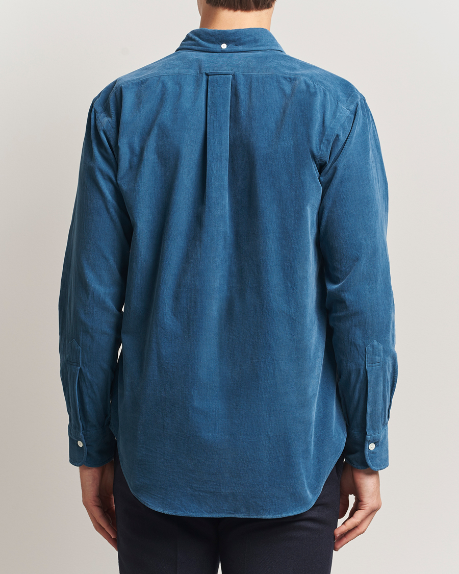 Hombres | Camisas | Kamakura Shirts | Vintage Ivy Needle Cord Shirt Smoke Blue