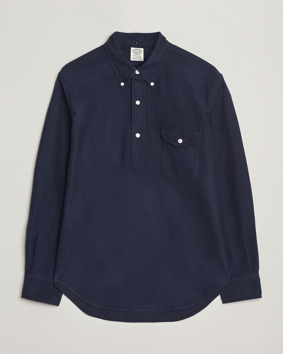 Hombres | Camisas | Kamakura Shirts | Vintage Ivy Oxford Popover Shirt Navy