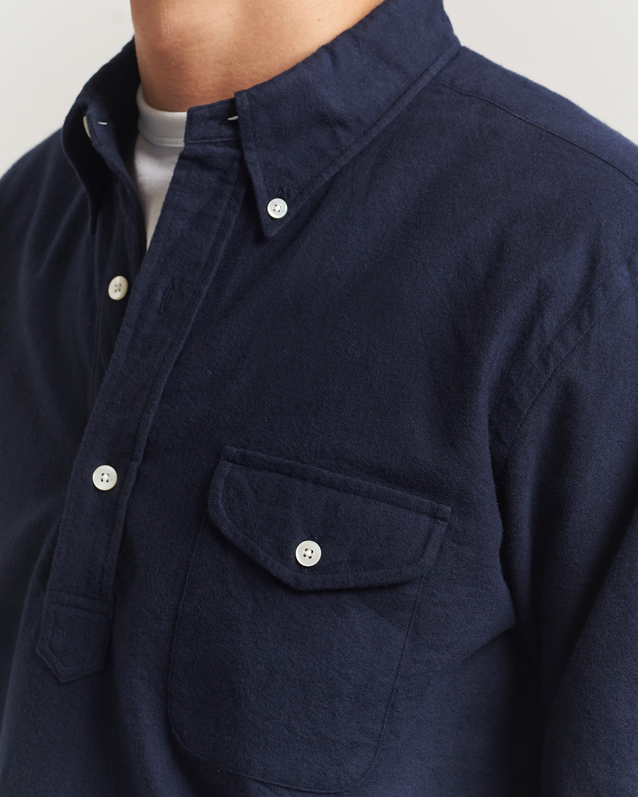 Hombres | Camisas | Kamakura Shirts | Vintage Ivy Oxford Popover Shirt Navy