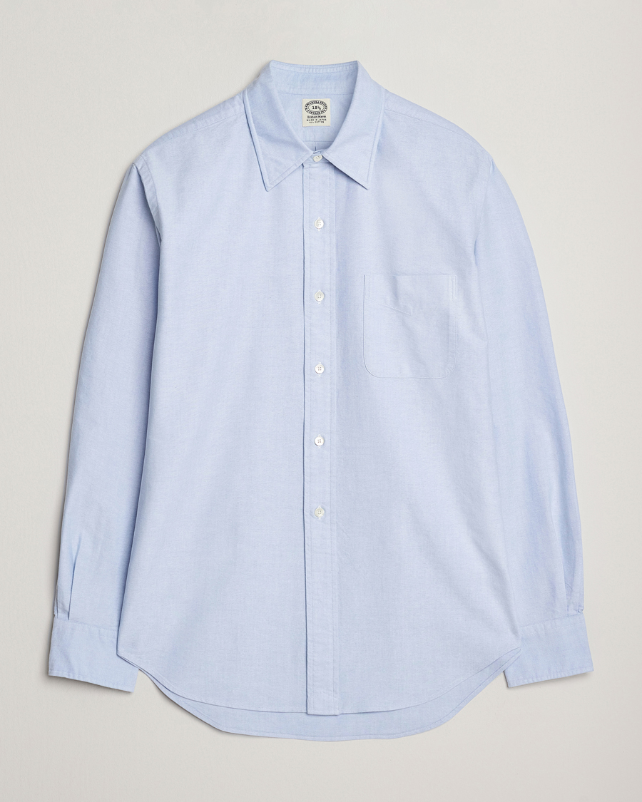 Hombres | Camisas | Kamakura Shirts | Vintagy Ivy Straight Collar Oxford Shirt Light Blue