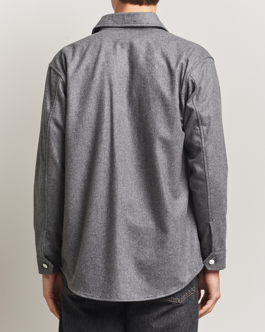 Hombres | Camisas | Kamakura Shirts | Wool Flannel CPO Shirt Grey Melange