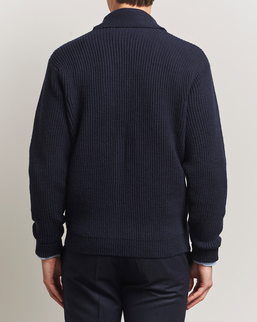 Hombres | Jerséis y prendas de punto | Kamakura Shirts | McQueen Shawl Collar Cardigan Navy