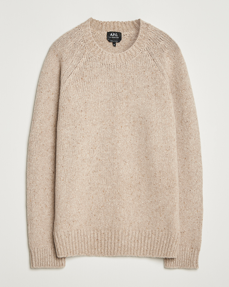 Hombres | Jerséis y prendas de punto | A.P.C. | Harris Wool Knitted Sweater Beige