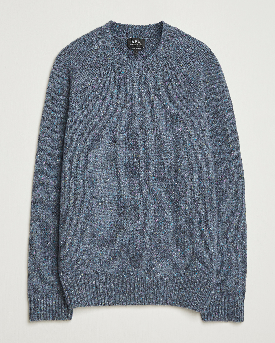 Hombres | Jerséis y prendas de punto | A.P.C. | Harris Wool Knitted Sweater Blue Grey