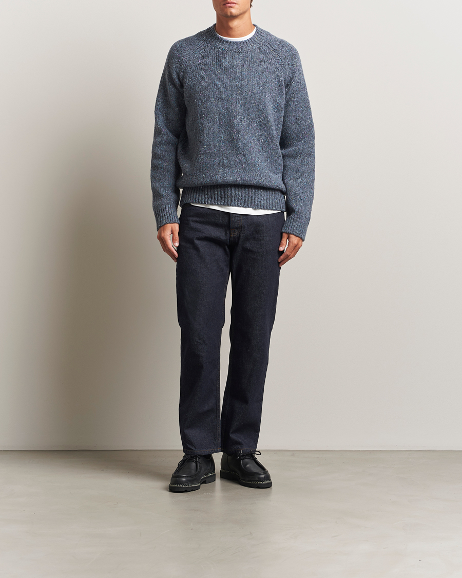 Hombres | Jerséis y prendas de punto | A.P.C. | Harris Wool Knitted Sweater Blue Grey