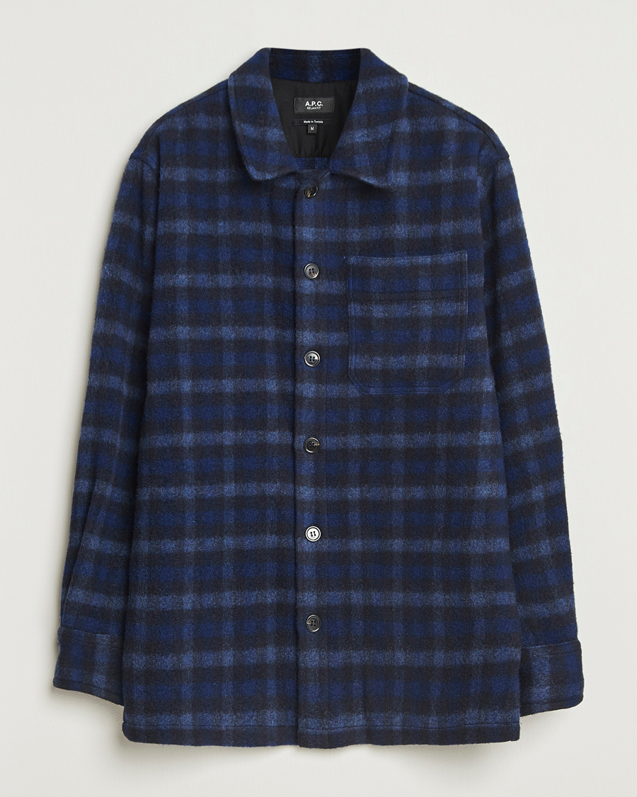 Hombres | Abrigos y chaquetas | A.P.C. | Stanley Wool Checked Shirt Jacket Dark Navy