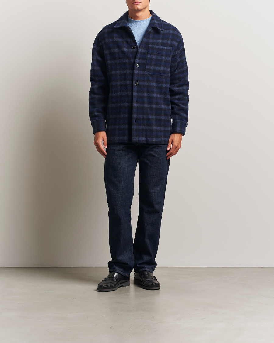 Hombres | Abrigos y chaquetas | A.P.C. | Stanley Wool Checked Shirt Jacket Dark Navy