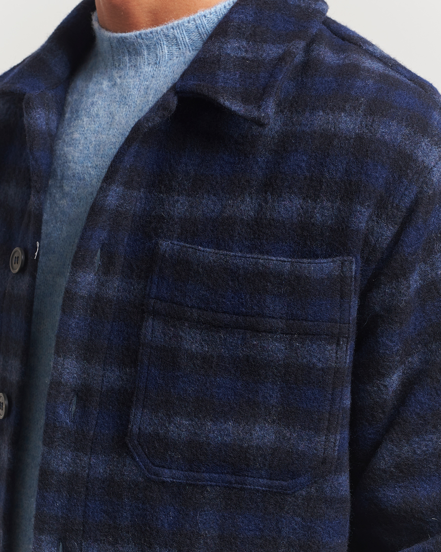 Hombres | Abrigos y chaquetas | A.P.C. | Stanley Wool Checked Shirt Jacket Dark Navy