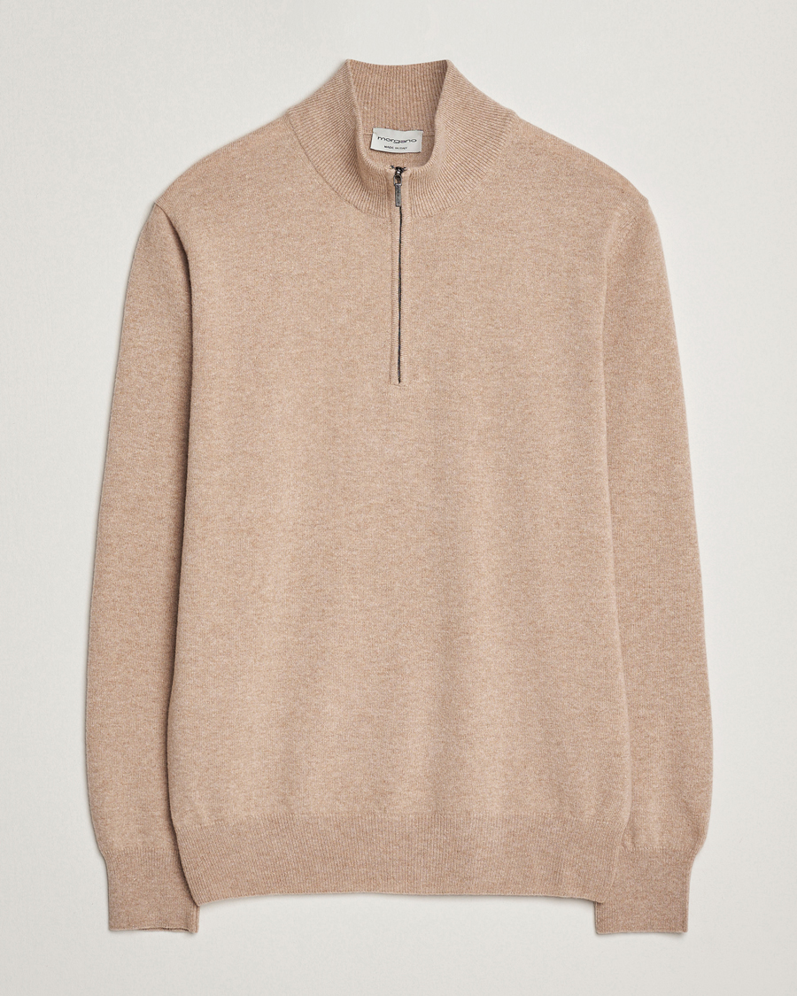 Hombres | Jerséis y prendas de punto | Morgano | Wool/Cashmere Half-Zip Beige