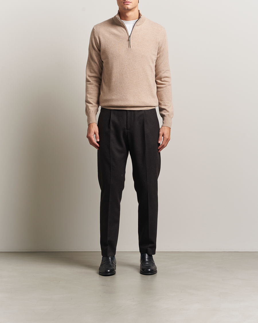 Hombres | Jerséis y prendas de punto | Morgano | Wool/Cashmere Half-Zip Beige