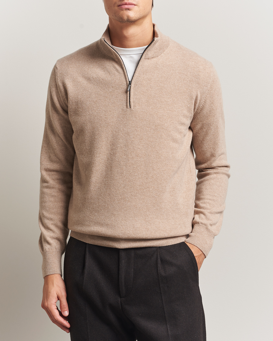 Hombres | Jerséis y prendas de punto | Morgano | Wool/Cashmere Half-Zip Beige