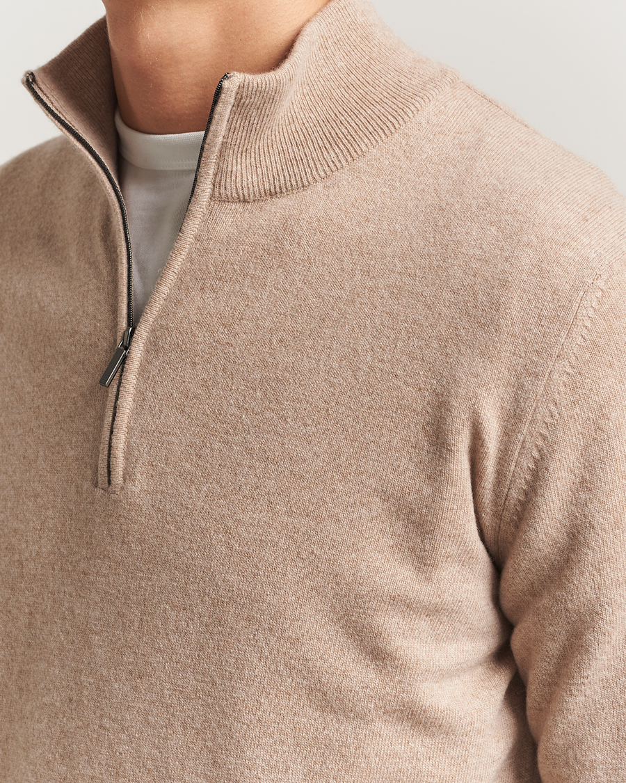 Hombres | Jerséis y prendas de punto | Morgano | Wool/Cashmere Half-Zip Beige