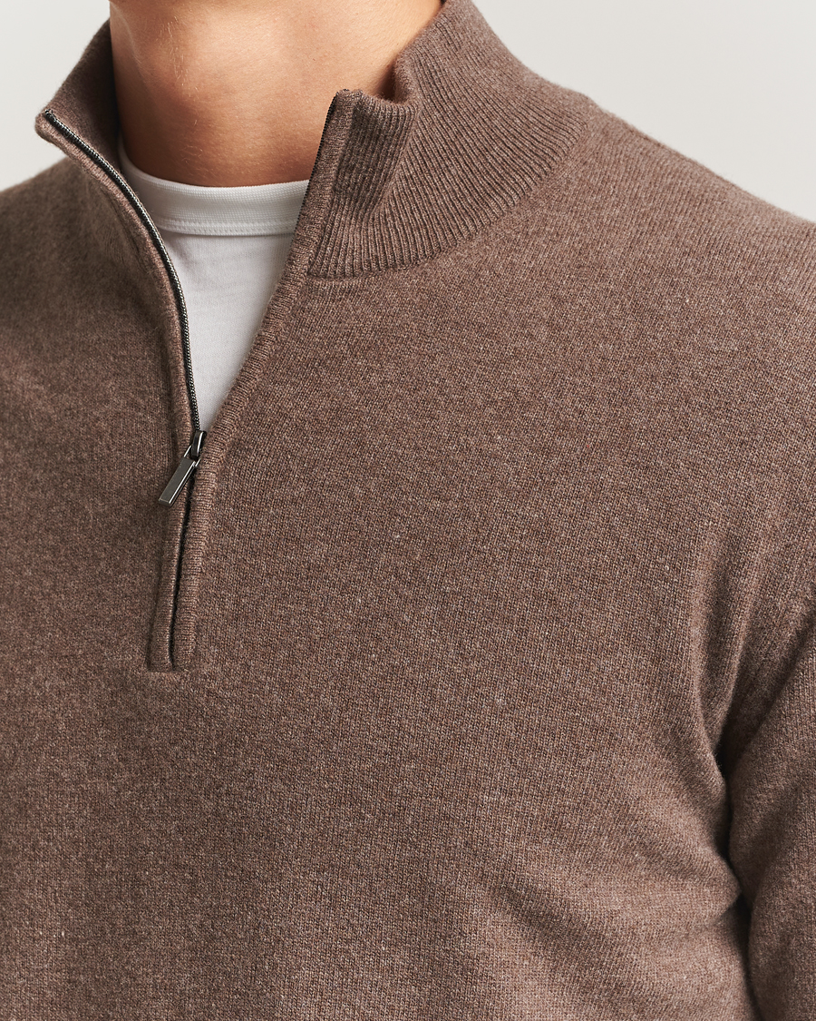 Hombres | Jerséis y prendas de punto | Morgano | Wool/Cashmere Half-Zip Brown