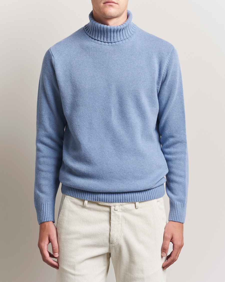 Hombres | Jerséis y prendas de punto | Morgano | Wool/Cashmere Heavy Knit Rollneck Light Blue